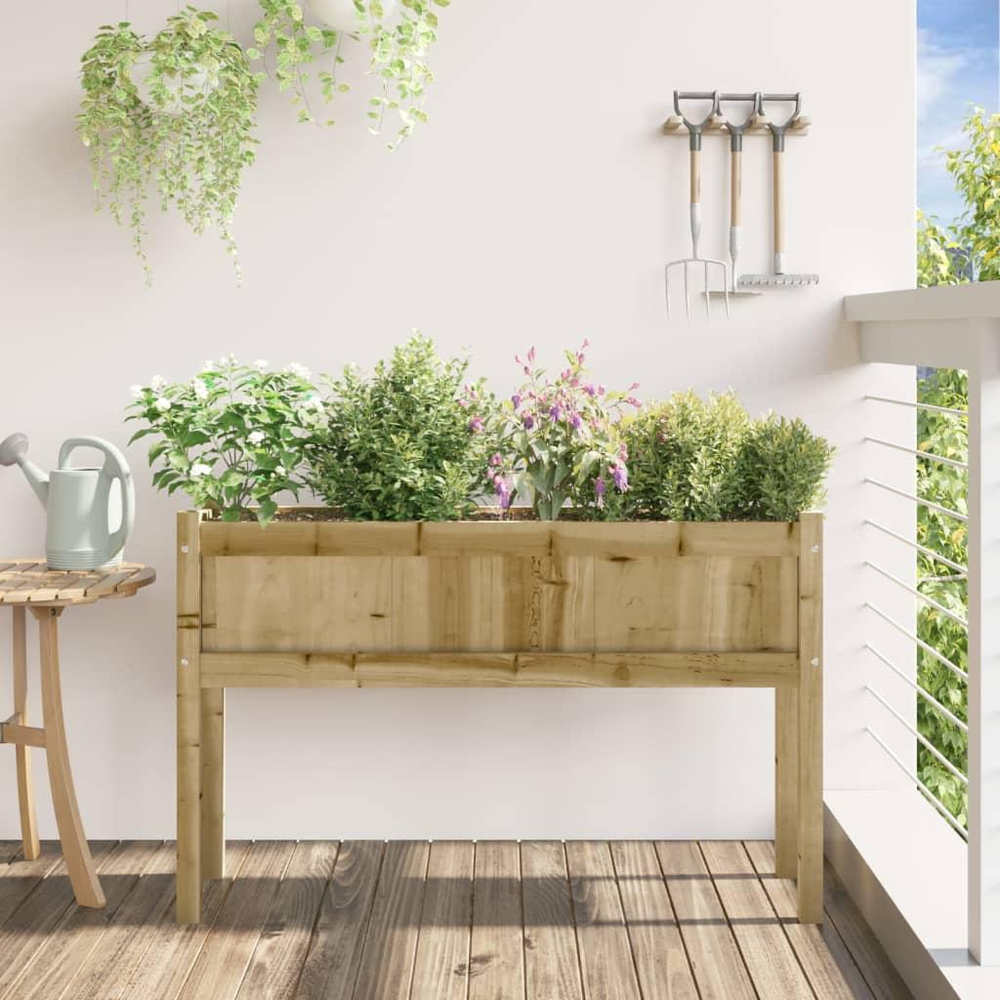 Voir la diapositive 3 : VIDAXL Jardiniere avec pieds 110x31x70 cm bois de pin impregne