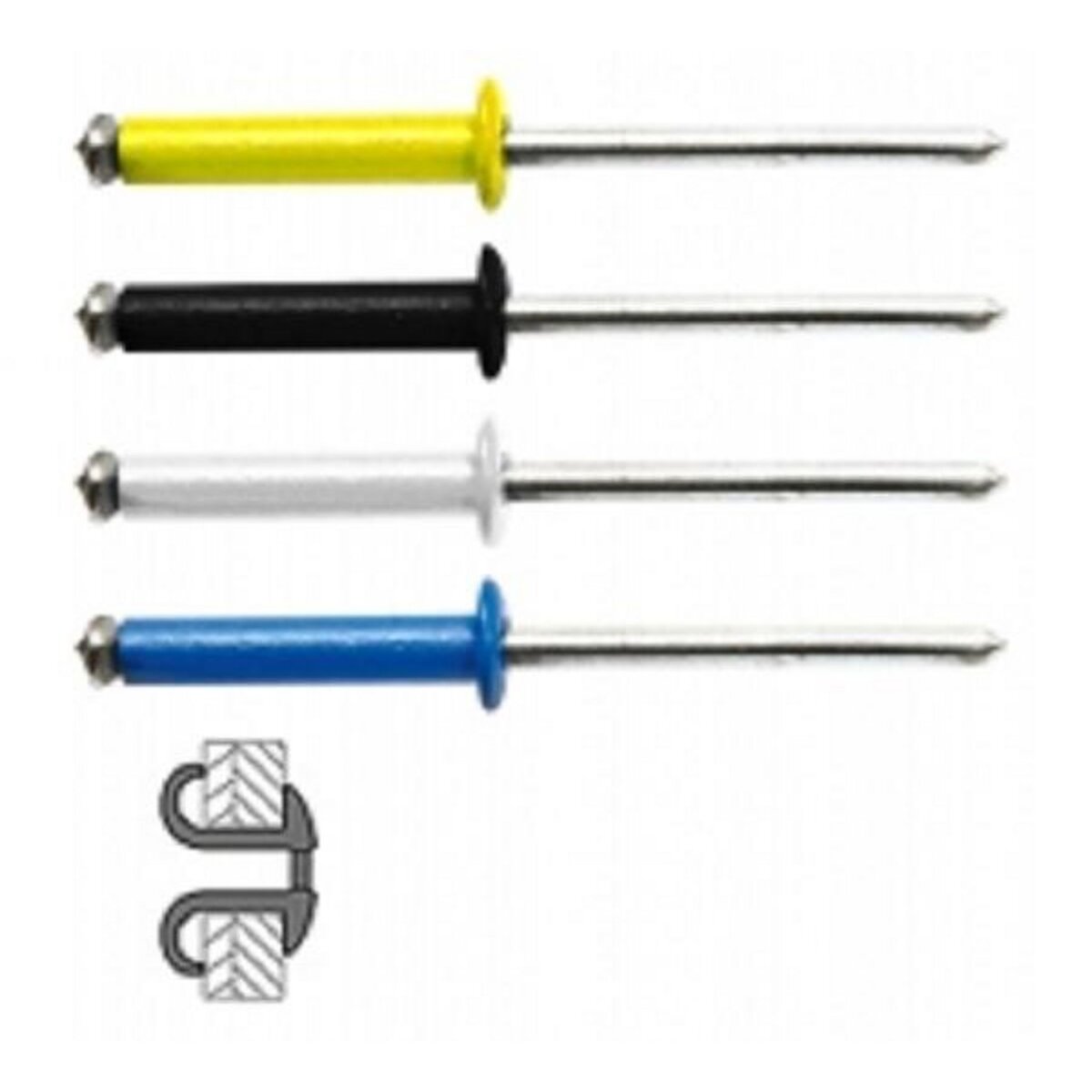 TECHMAN 48 rivets éclatés alu/acier à tête plate couleur Ø 4 x 16 mm