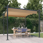 VIDAXL Tonnelle de jardin avec toit retractable 3x3 m Taupe