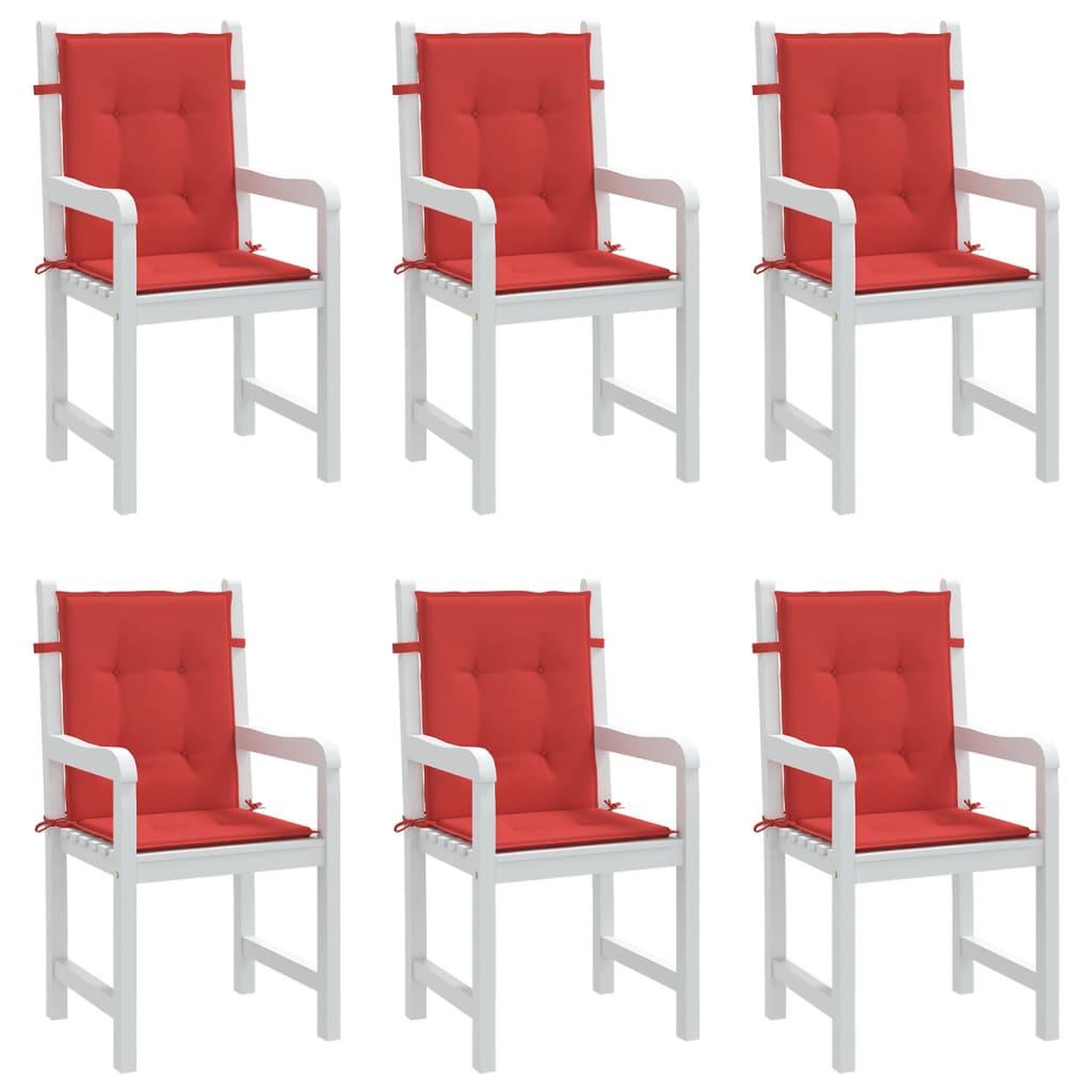 Voir la diapositive 4 : VIDAXL Coussins de chaise de jardin a dossier bas lot de 6 rouge