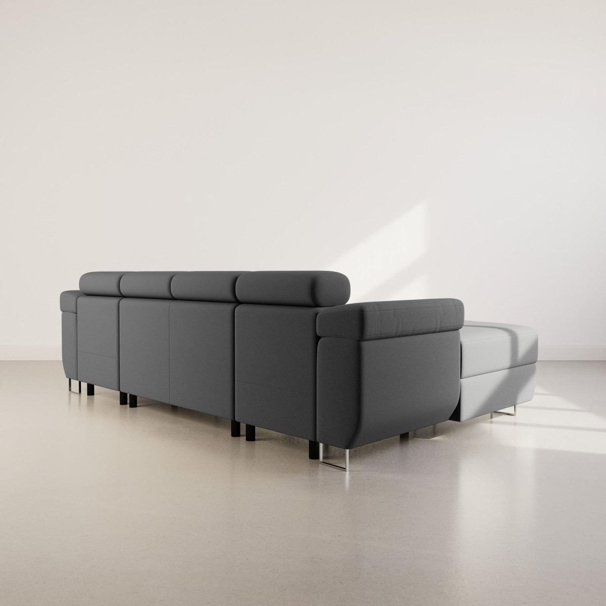 BEST MOBILIER Pablo - canapé panoramique en u - 7 places - convertible avec coffres et têtières réglables - en velours