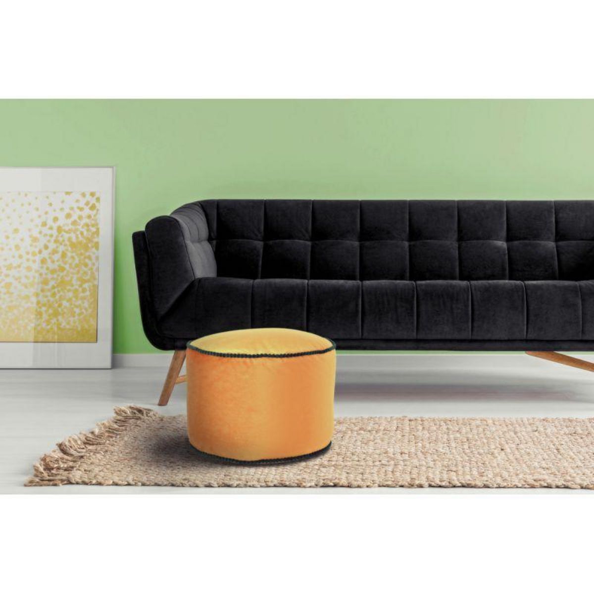 Paris Prix Pouf Rond en Velours  Taj Mahal  47cm Bronze