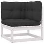 Voir la diapositive 3 : VIDAXL Salon de jardin 11 pcs avec coussins Blanc Bois de pin massif