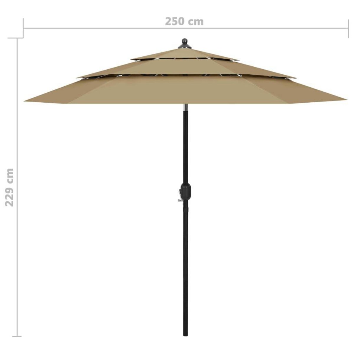 VIDAXL Parasol de jardin a 3 niveaux avec mat en aluminium taupe 2,5 m