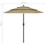 Voir la diapositive 6 : VIDAXL Parasol de jardin a 3 niveaux avec mat en aluminium taupe 2,5 m