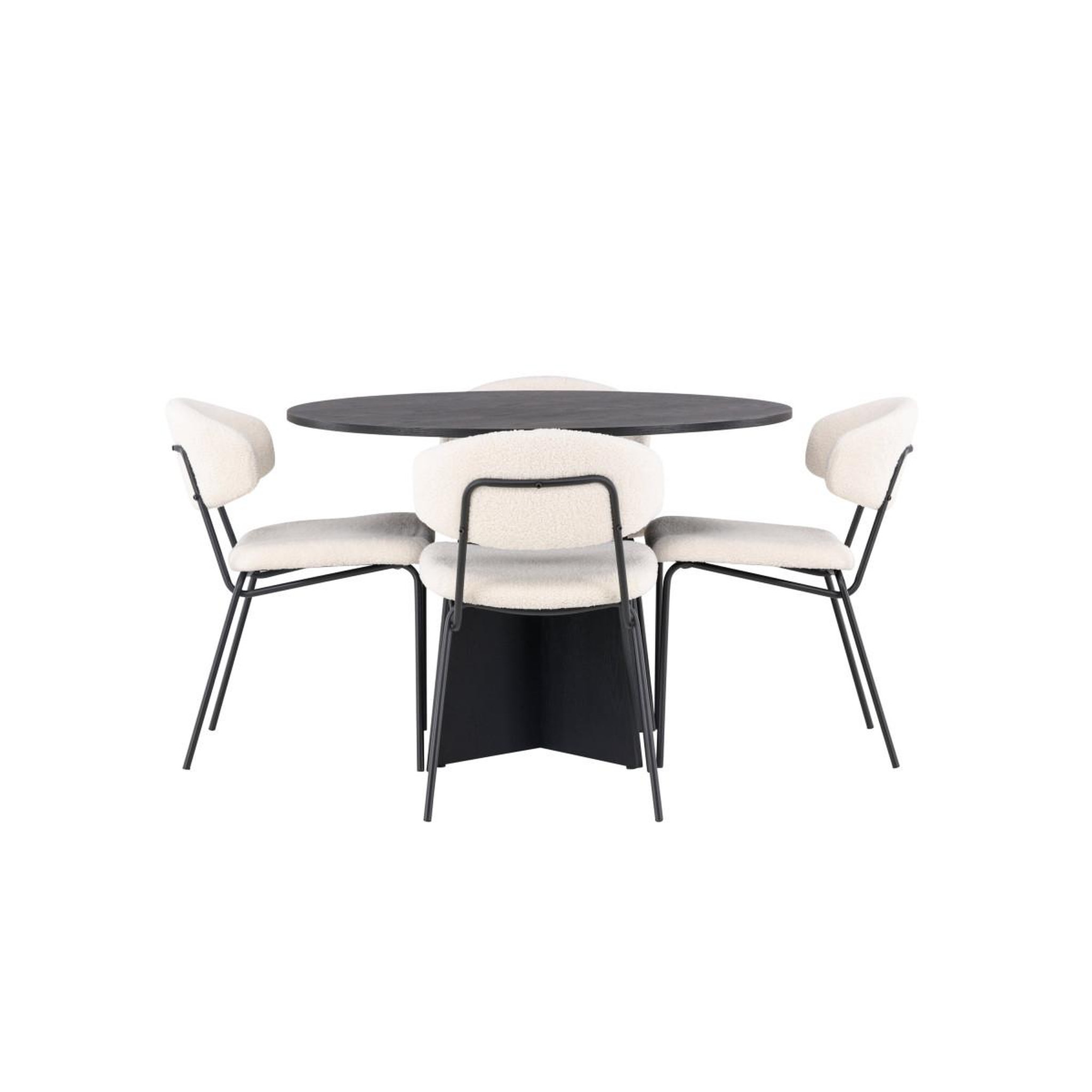 Voir la diapositive 2 : Paris Prix Ensemble table à manger & 4 chaises  bootcut & chico  110cm noir & blanc crème