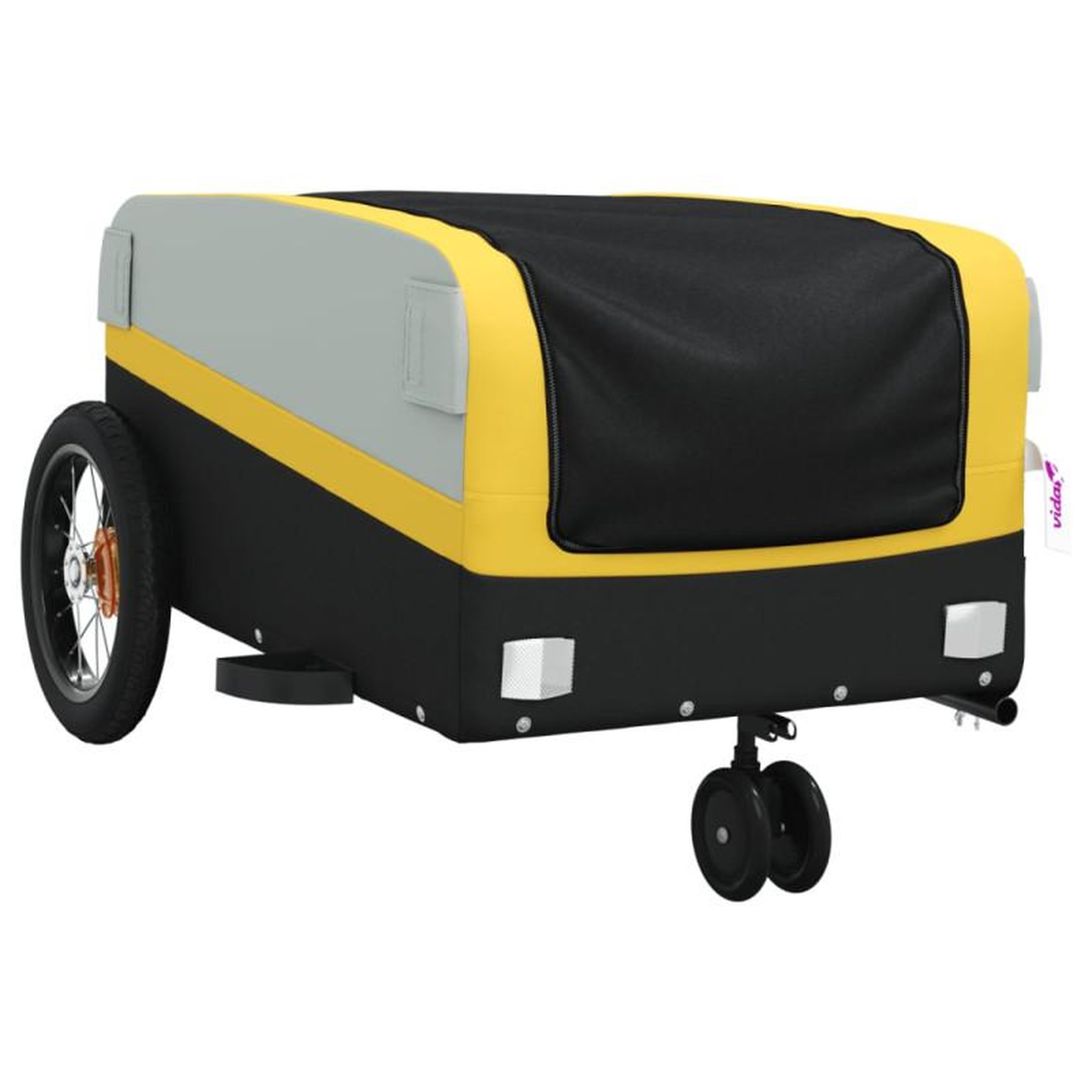 Voir la diapositive 4 : VIDAXL Remorque de vélo noir et jaune 30 kg fer