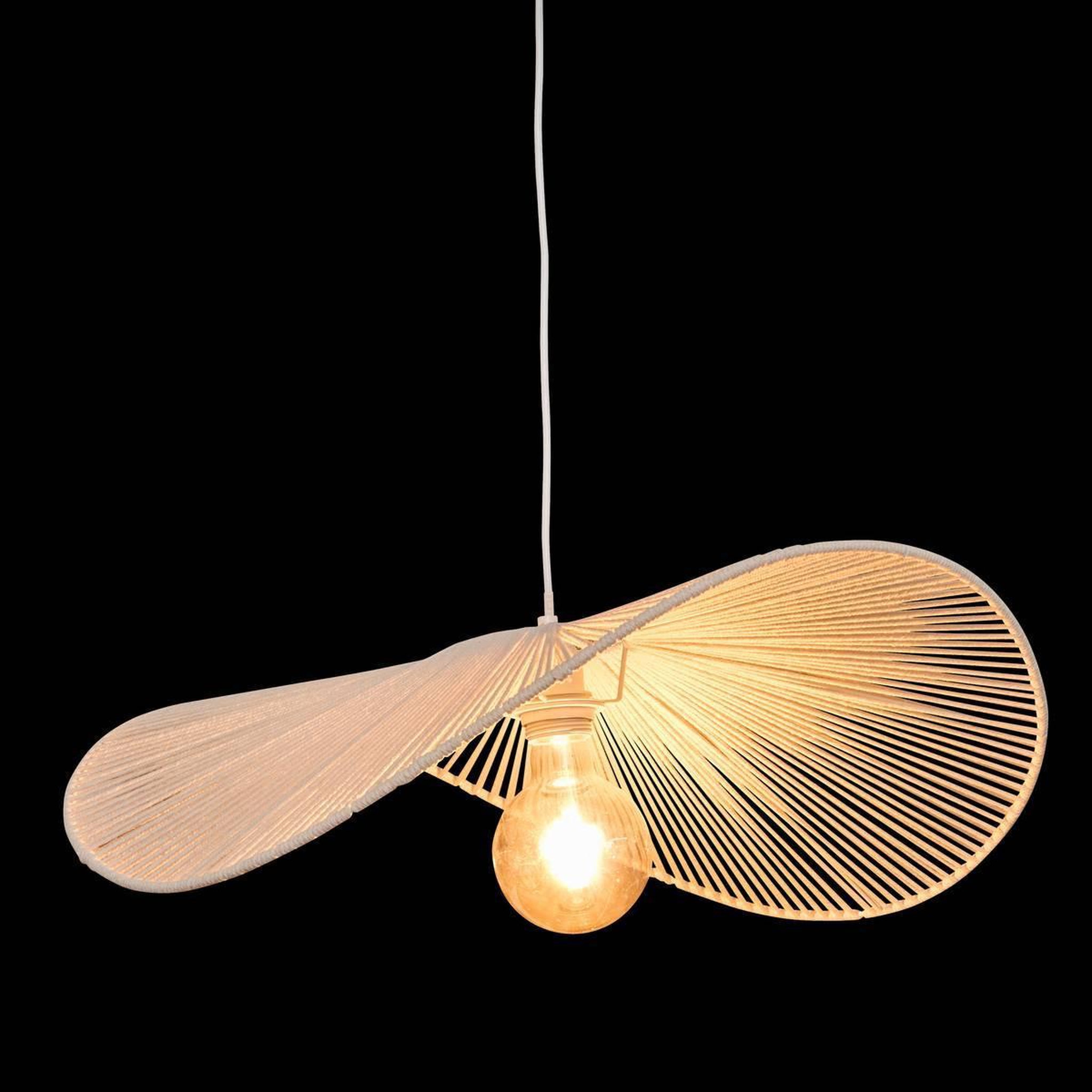 Voir la diapositive 5 : ATMOSPHERA Lampe suspension en coton  adélia  58cm blanc