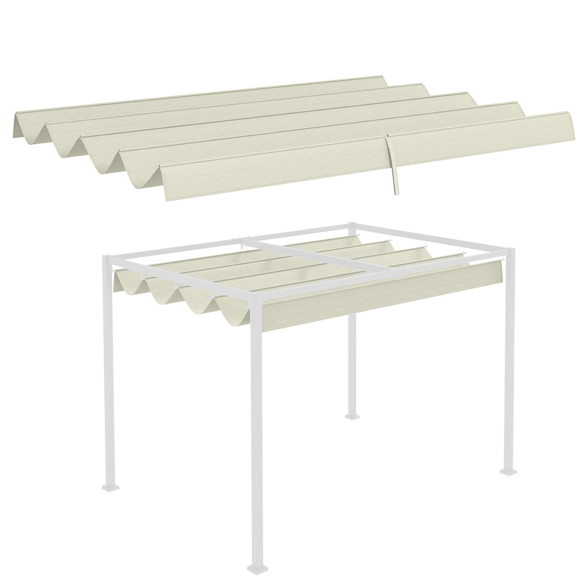 Voir la diapositive 5 : OUTSUNNY Toile de rechange pour pergola rétractable 3 x 2,15 m polyester haute densité 180 g/m² anti-UV30+ crème