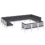 Voir la diapositive 3 : VIDAXL Salon de jardin 13 pcs avec coussins blanc bois de pin