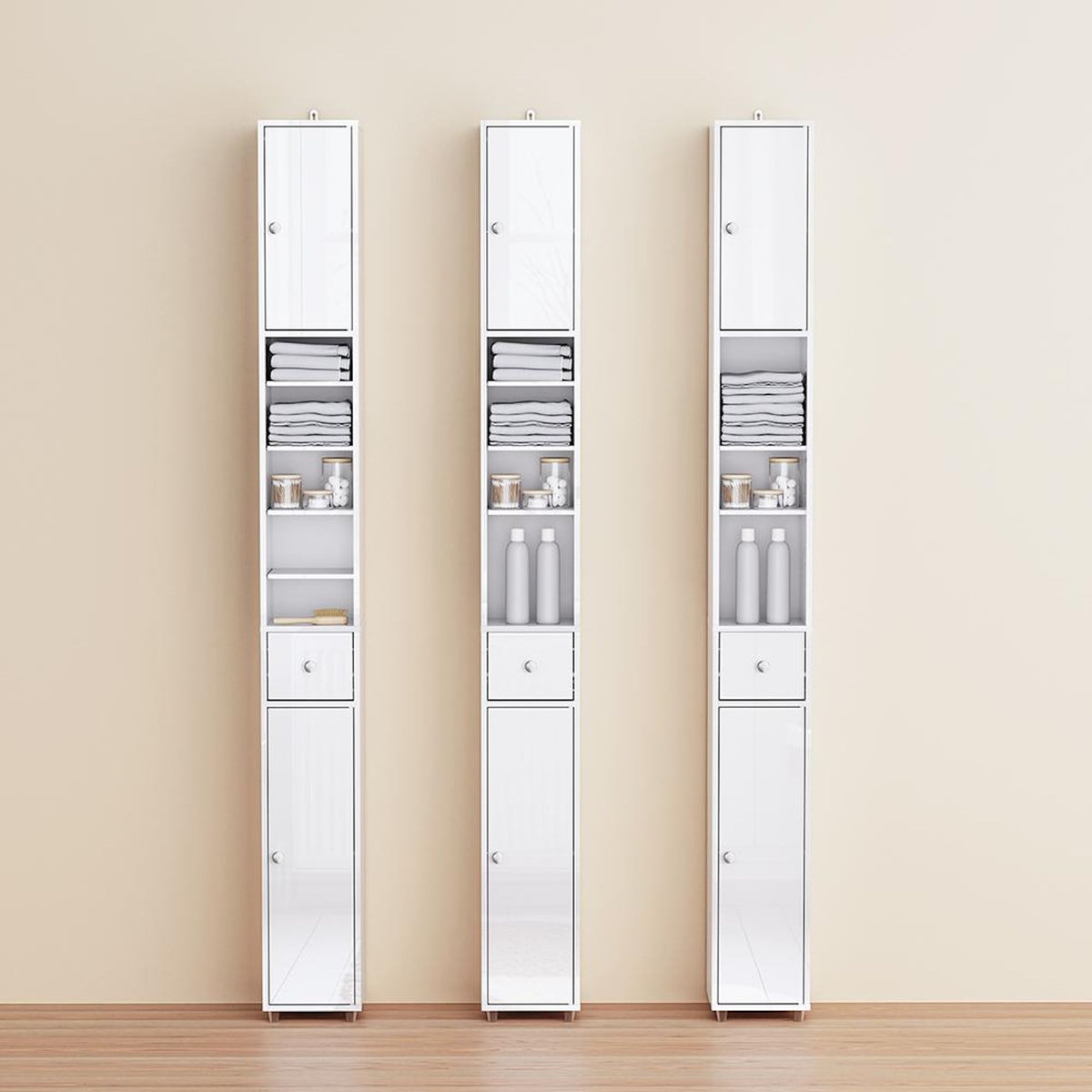 SOBUY SoBuy - Colonne De Salle De Bain à un tiroir - Blanc - 20x20x180cm - Minimaliste - BZR167-GW