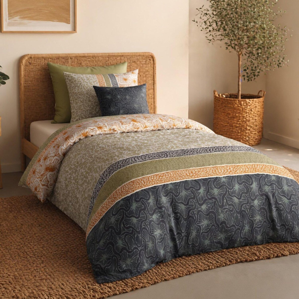 ATELIER DU COTON Parure housse de couette 100% coton 71fils bella