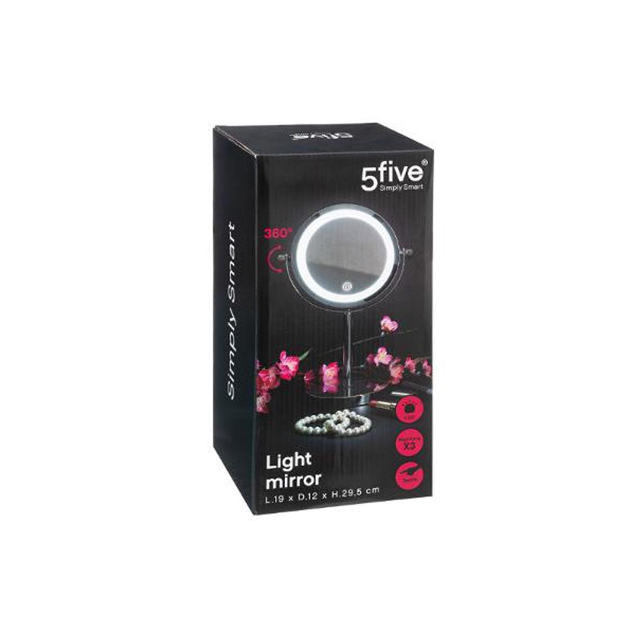 Voir la diapositive 2 : FIVE Miroir pivotant rond sur pied  led  29cm argent