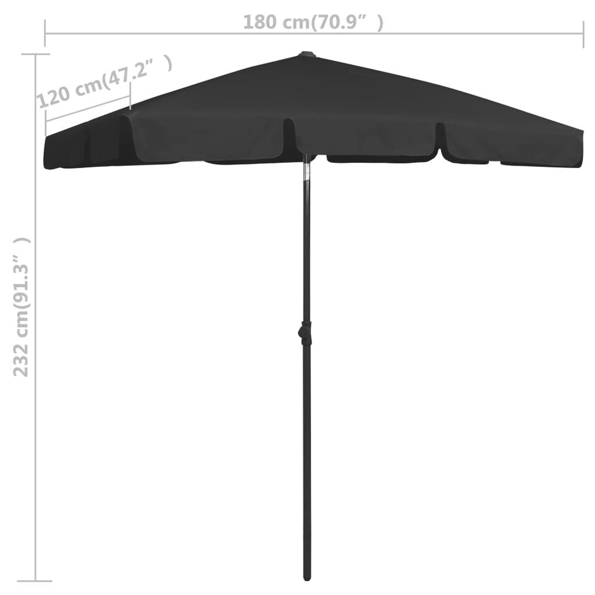Voir la diapositive 6 : VIDAXL Parasol de plage noir 180x120 cm