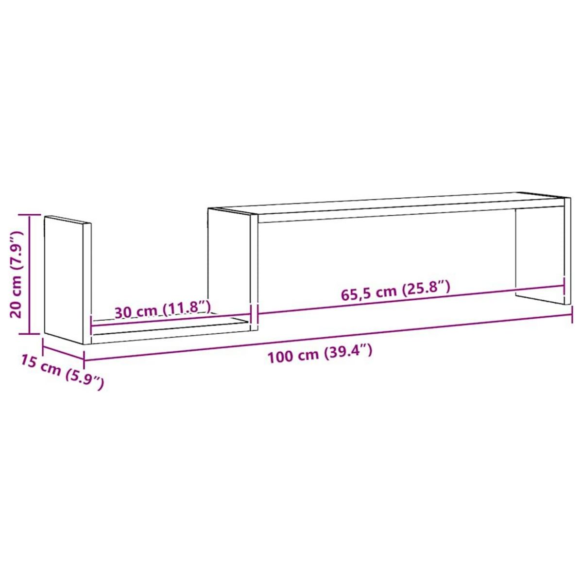 VIDAXL Etageres murales 2 pcs Chene marron 100x15x20 cm