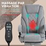 Voir la diapositive 6 : VINSETTO Fauteuil de bureau manager massant chauffant inclinable réglable télécommande repose-pieds rétractable velours gris clair