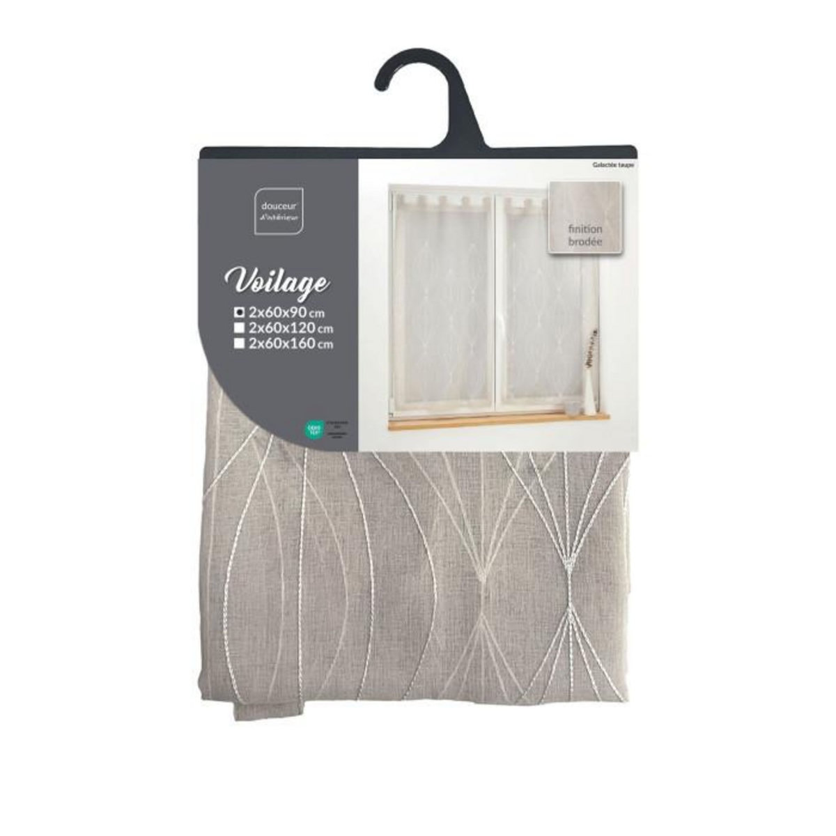 Paris Prix Paire de Voilages Brodés  Galactee  60x90cm Taupe