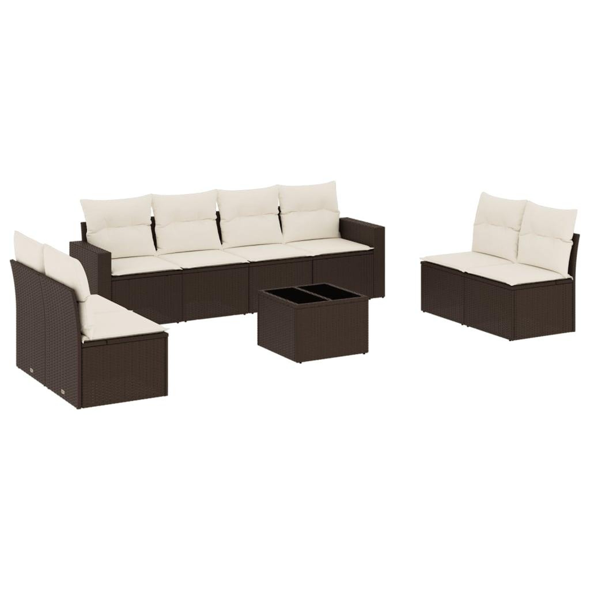 Voir la diapositive 2 : VIDAXL Salon de jardin avec coussins 9 pcs marron resine tressee