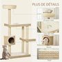 Voir la diapositive 5 : PAWHUT Arbre à chats style cosy chic H135 cm griffoirs sisal naturel niche plateformes peluche courte bicolore beige café