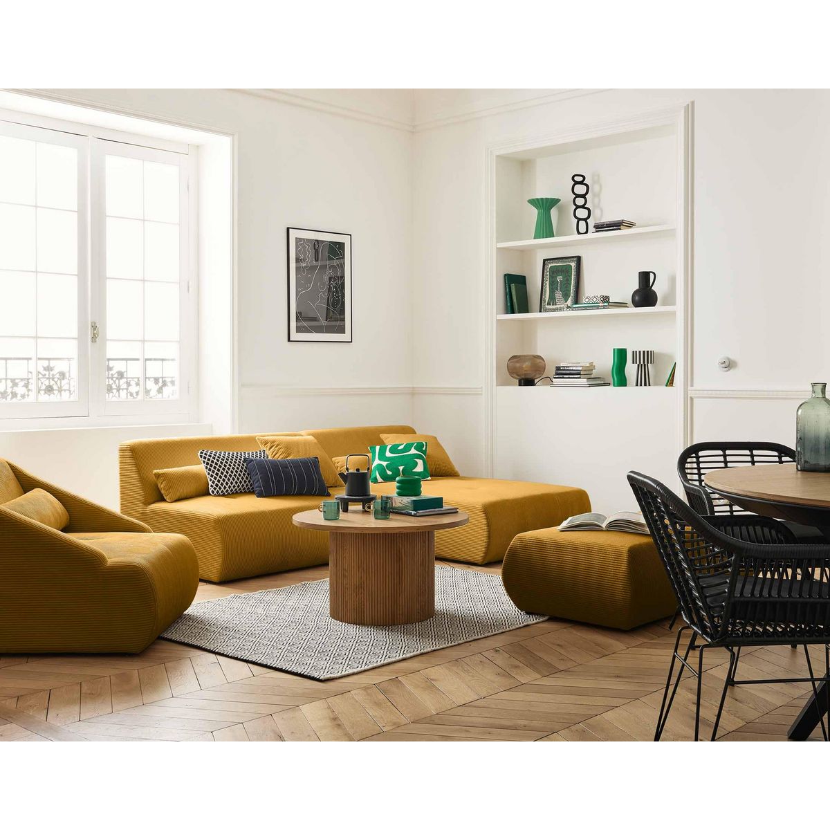 LISA DESIGN Onyx - canapé modulable d'angle réversible 4 places - en velours côtelé