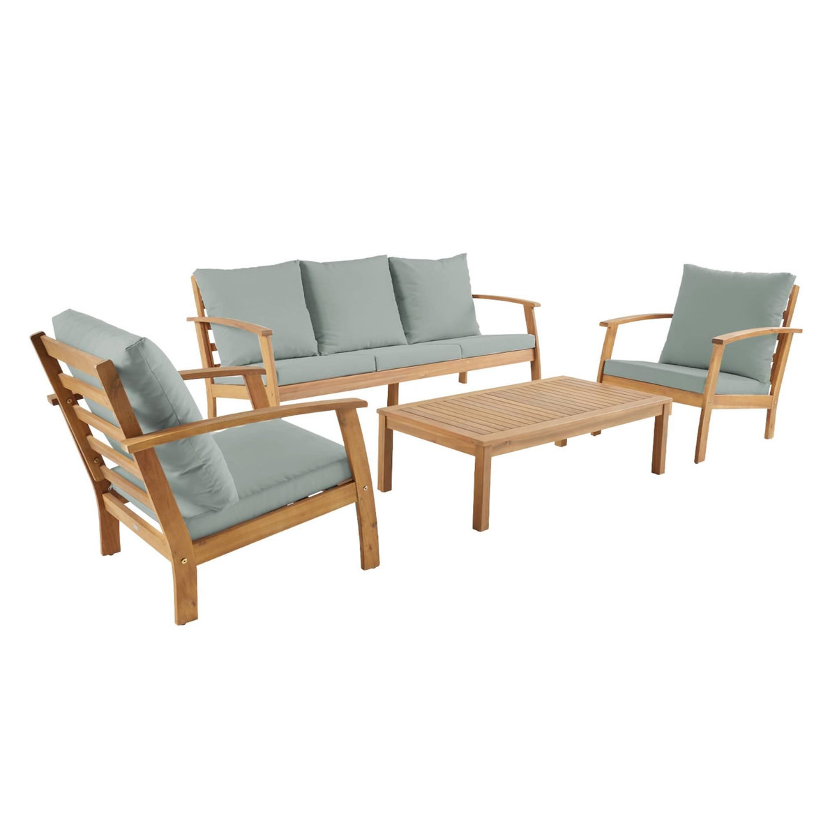 SWEEEK Salon de jardin USHUAIA 5 places en bois d'acacia, un canapé, une table, deux fauteuils