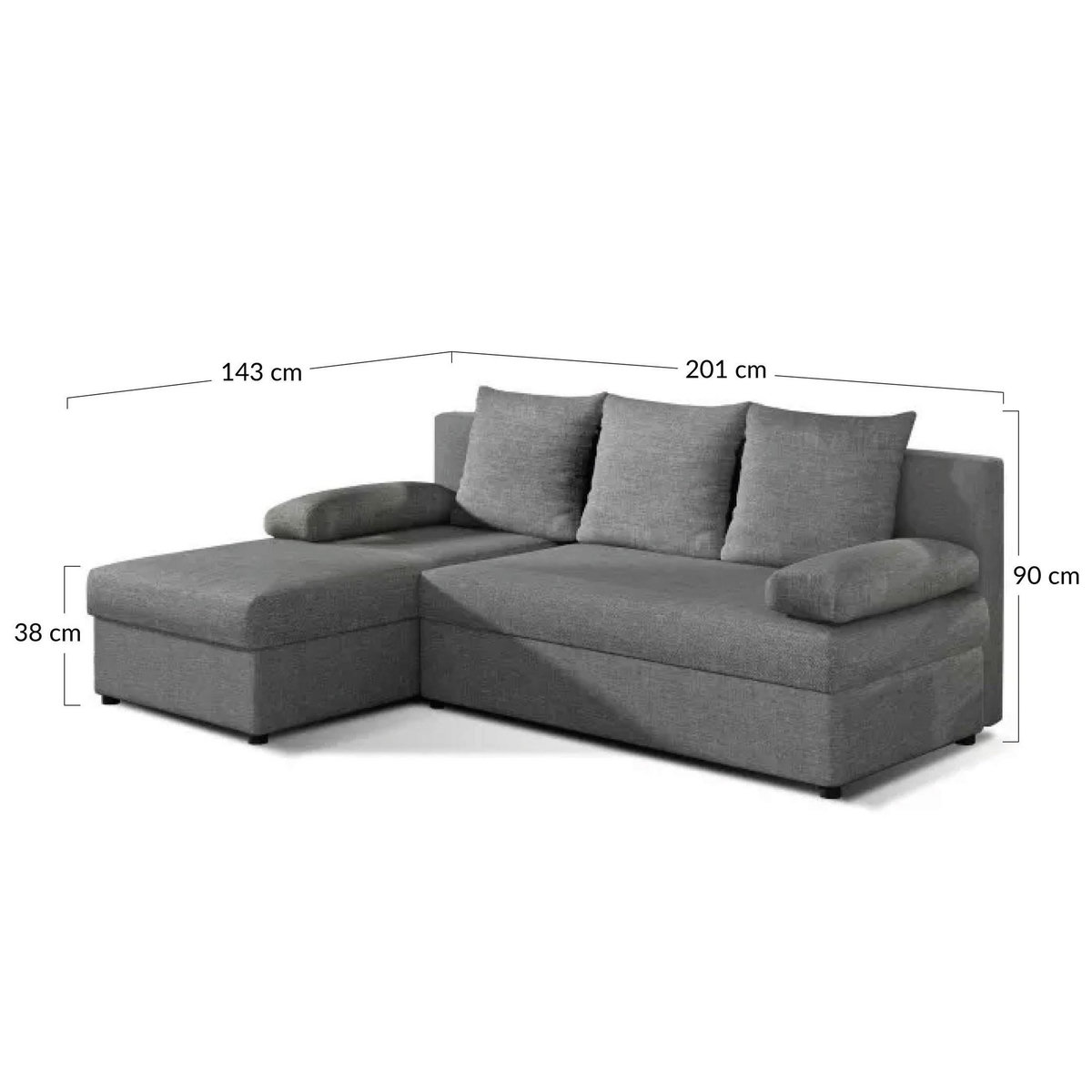 BEST MOBILIER Numancia - canapé d'angle réversible 4 places - convertible avec coffre - en tissu