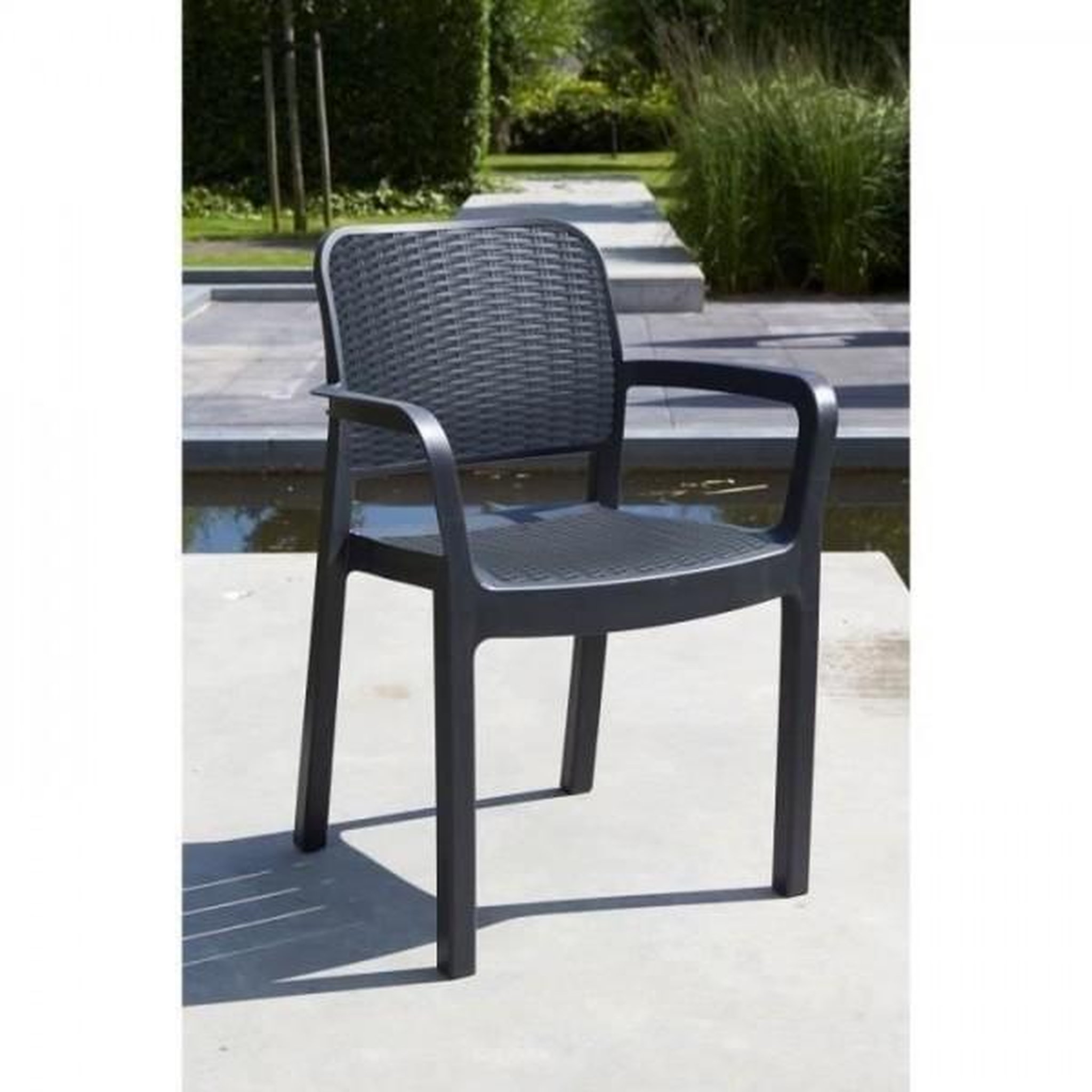 Voir la diapositive 2 : ALLIBERT by KETER Lot de 6 fauteuils de jardin - Allibert by KETER - BELLA - En résine - Coloris : gris graphite - Empilable