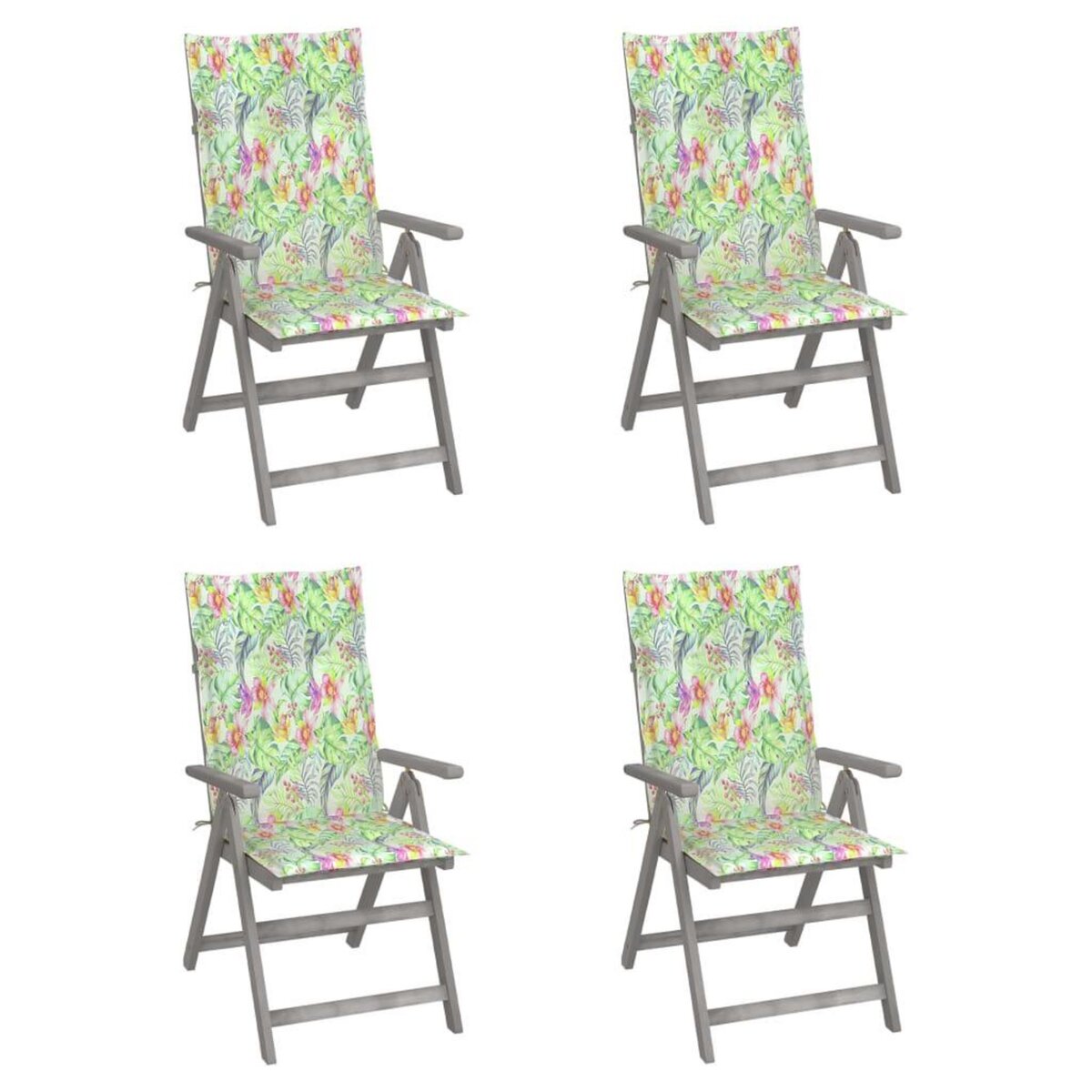 VIDAXL Chaises inclinables de jardin 4 pcs avec coussins Bois d'acacia