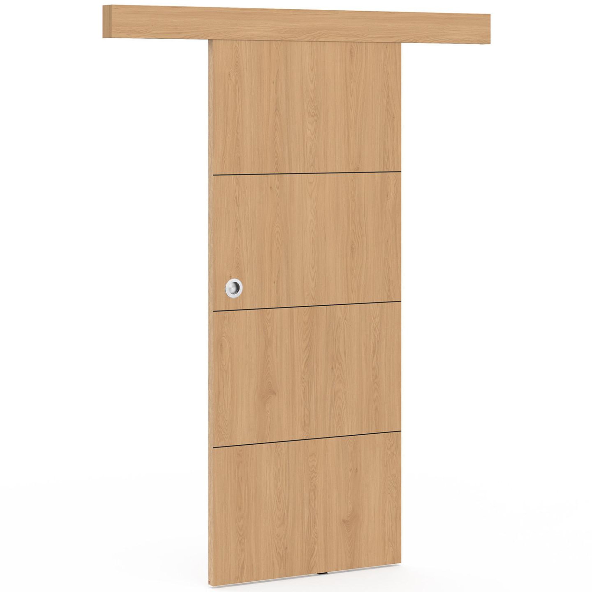 Voir la diapositive 4 : ID MARKET Kit porte coulissante effet bois 83 cm avec rail et fixations