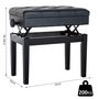 Voir la diapositive 3 : HOMCOM HOMCOM Banquette tabouret siège pour piano hauteur réglable 55L x 33l x 48-58H cm coffre de rangement interne assise revêtement synthétique capitonné bois noir