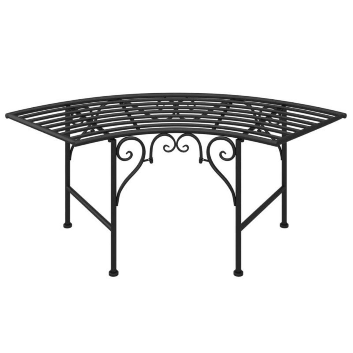 VIDAXL Banc tour d arbre 113 cm Noir Acier