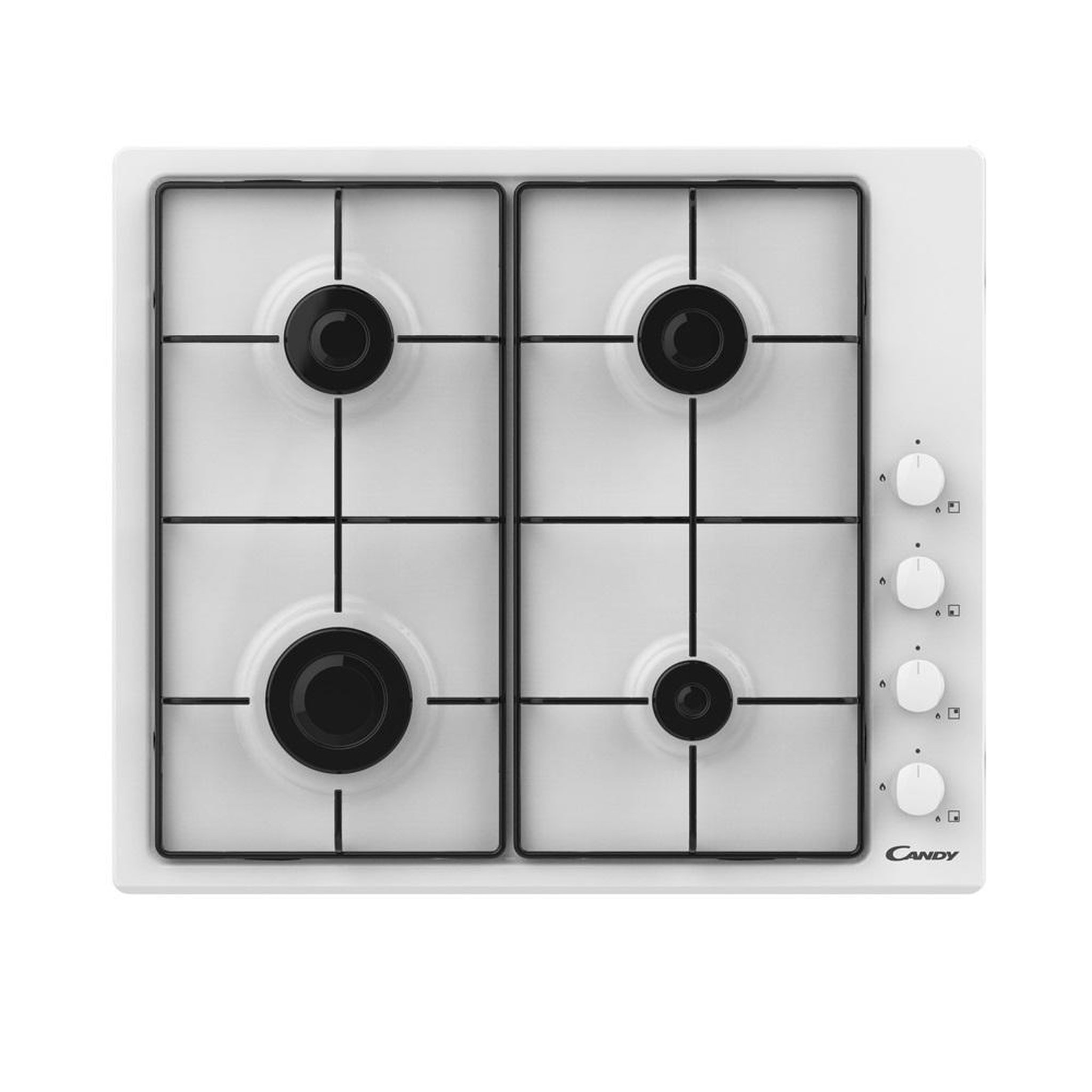 Voir la diapositive 2 : Candy Table de cuisson à gaz 60cm 4 feux blanc - chw640wlw