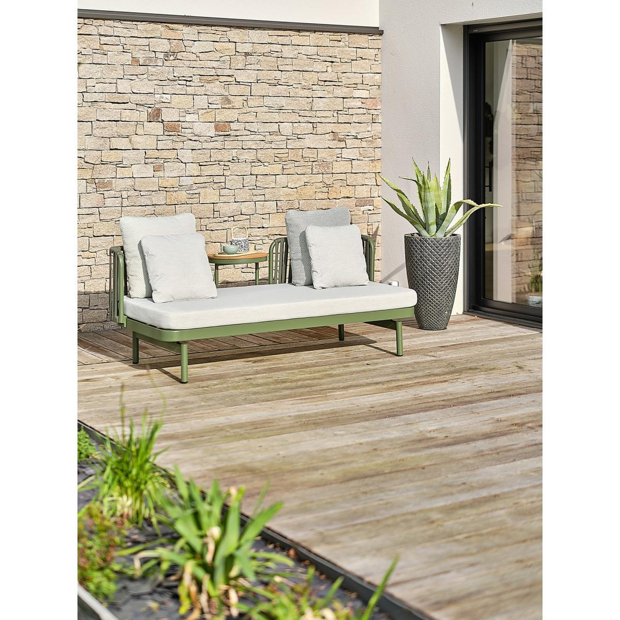Voir la diapositive 2 : Paris Prix Canapé de jardin 3 places  barlia  184cm vert olive
