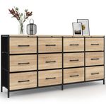ID MARKET Commode 12 tiroirs en tissu UTAH 140 cm meuble de rangement design industriel
