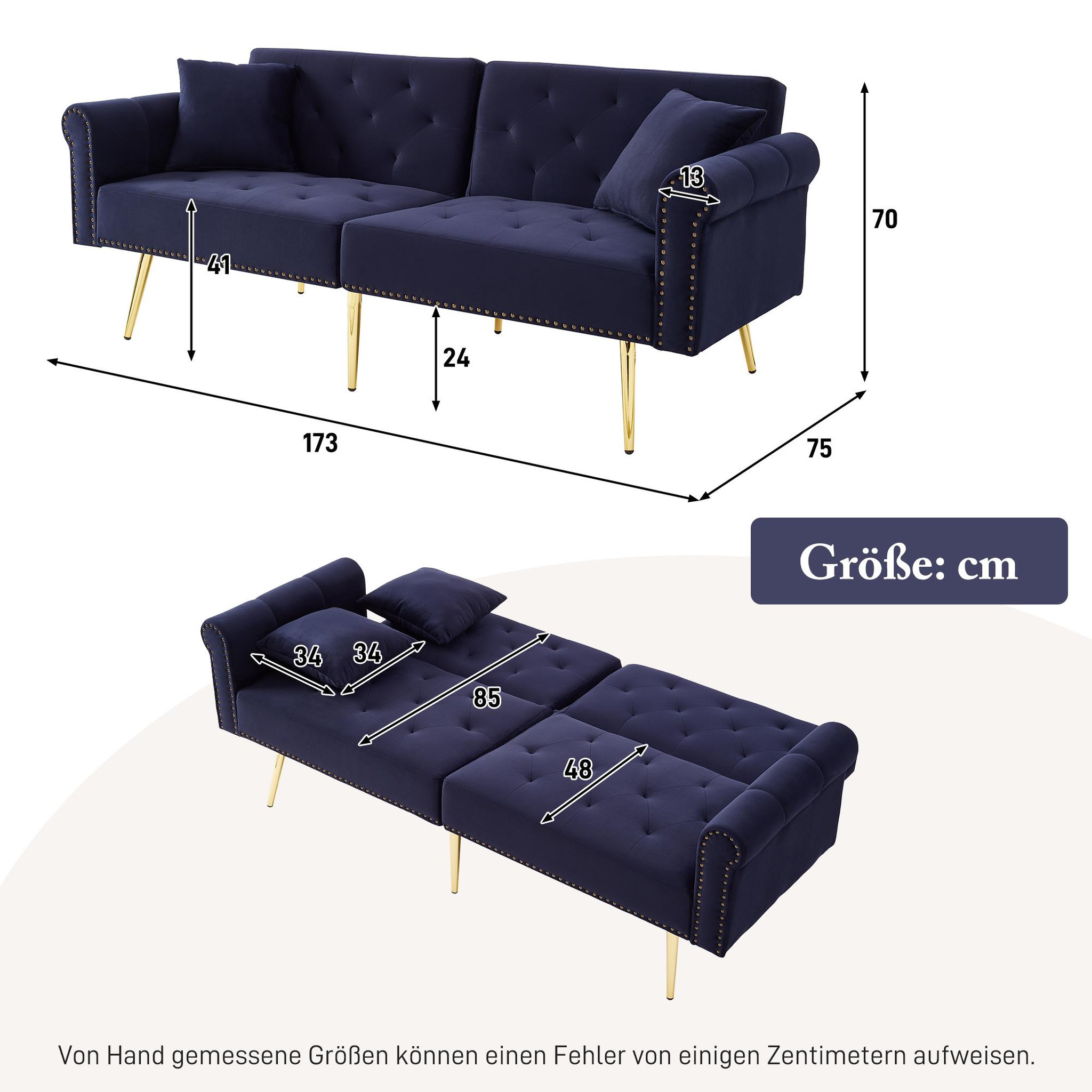 Voir la diapositive 3 : MERAX Canapé droit convertible 2 places velours