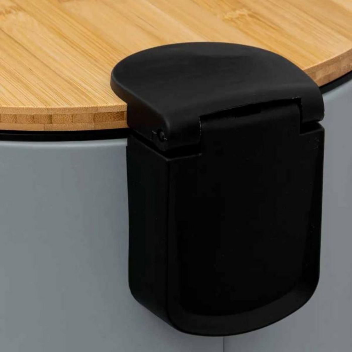 FIVE Poubelle en Métal & Bambou  Natureo  30L Gris