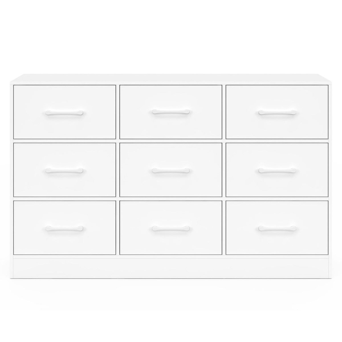 ID MARKET Commode 9 tiroirs en tissu UPPAH 113 cm meuble de rangement bois blanc