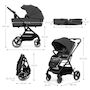 Voir la diapositive 6 : KINDERKRAFT Poussette 2 en 1 avec nacelle YOXI, roues anti-crevaison et accessoires