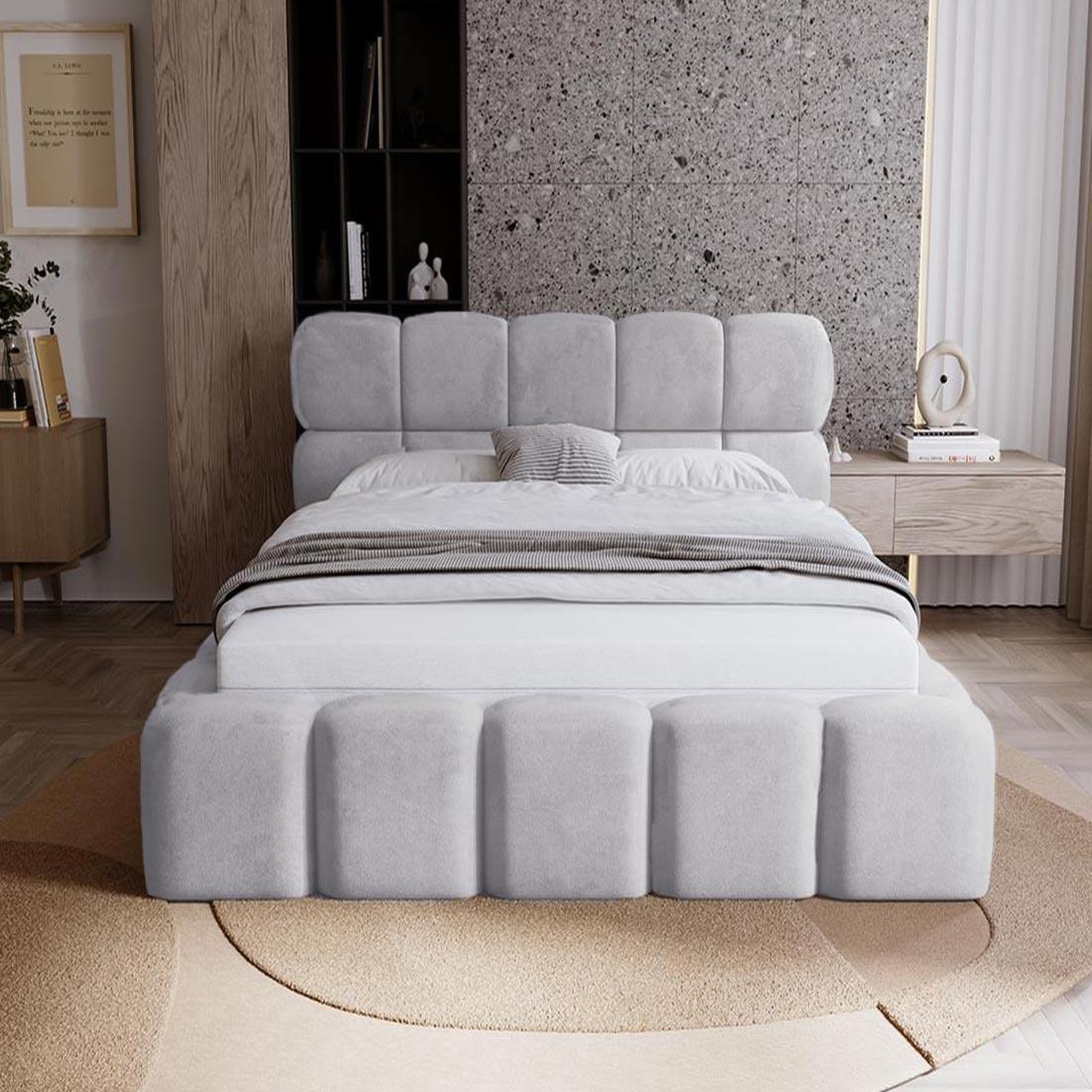 Voir la diapositive 5 : BEST MOBILIER Mariposa - lit coffre - 140x200 cm - sommier inclus - en velours