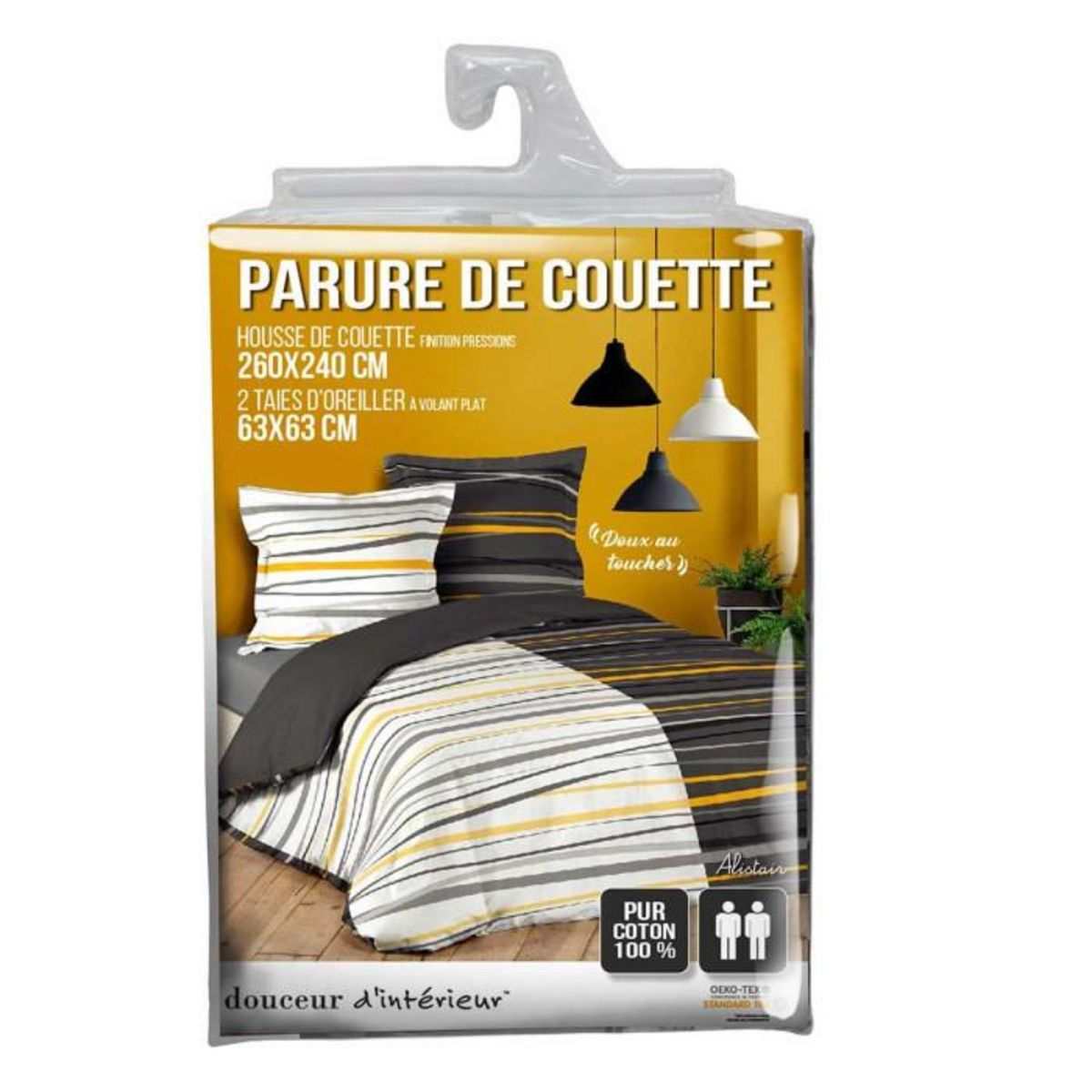 Paris Prix Parure de Lit 3 Pièces  Alistair  260x240cm Gris