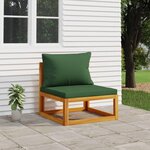VIDAXL Canape central de jardin et coussins verts bois massif d'acacia