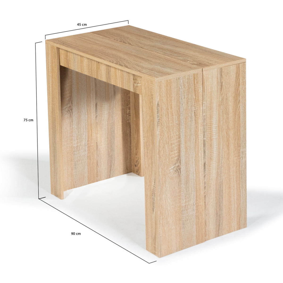 ID MARKET Table console extensible ORLANDO 6 personnes 140 cm bois façon hêtre
