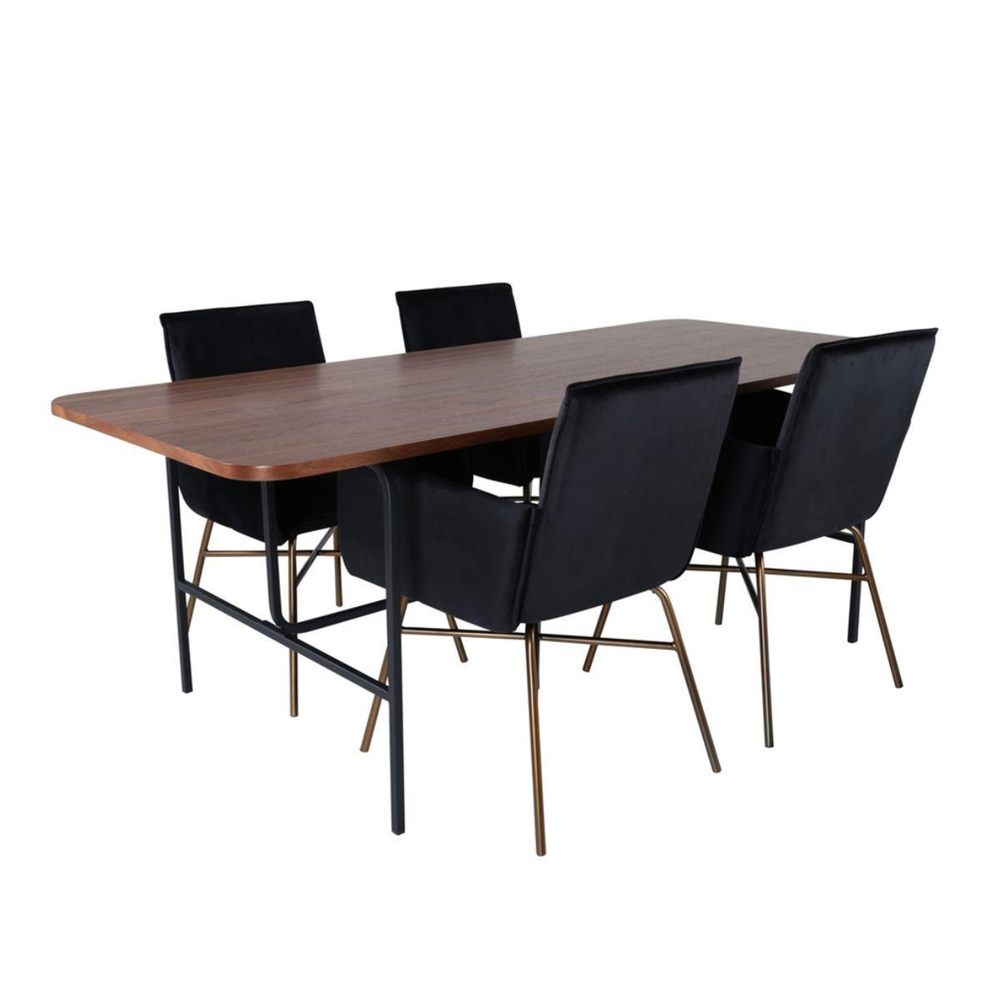 Paris Prix Ensemble table à manger & 4 chaises  uno & petra  200cm noir & marron