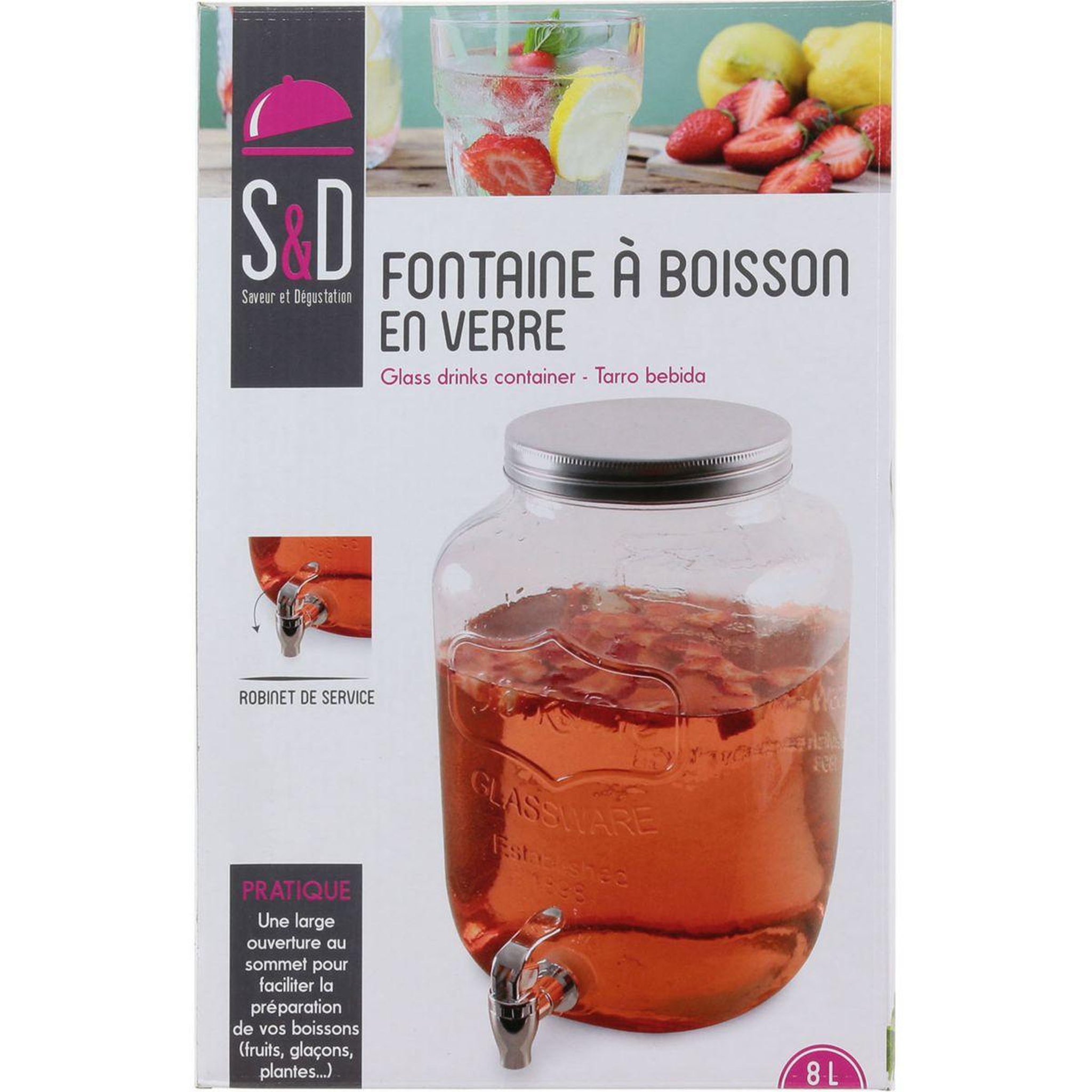 Voir la diapositive 2 : THE MASON JARFACTORY Fontaine à boisson a boisson verre 8 l