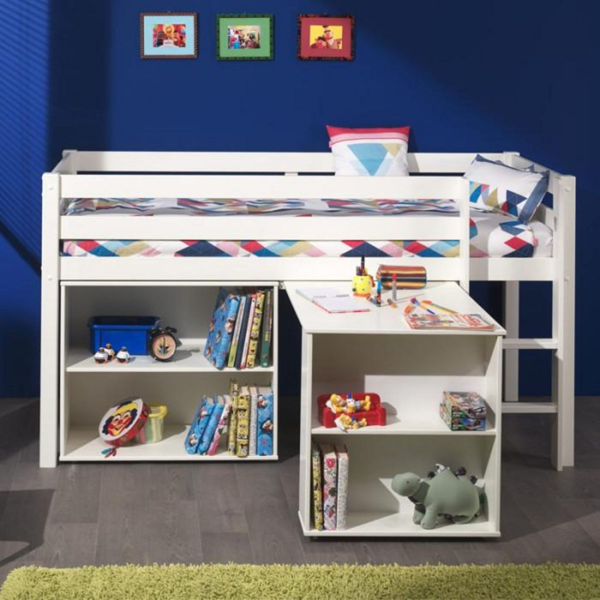 Paris Prix Pack - Lit Enfant Bureau & Bibliothèque  Pino  Blanc