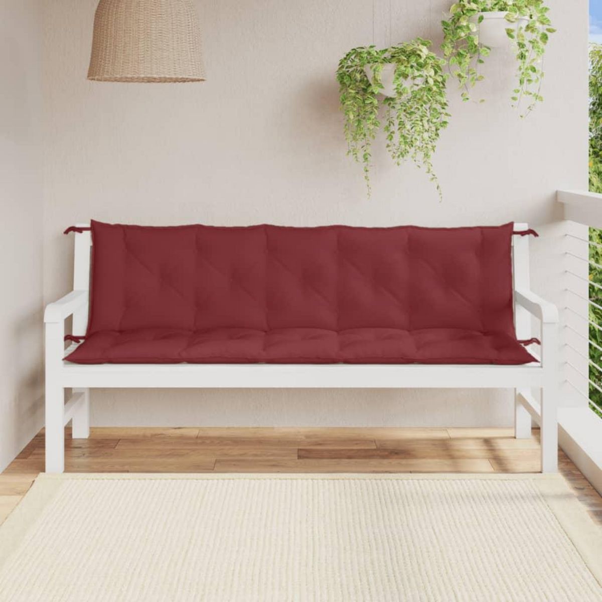 VIDAXL Coussins de banc de jardin lot de 2 rouge bordeaux melange