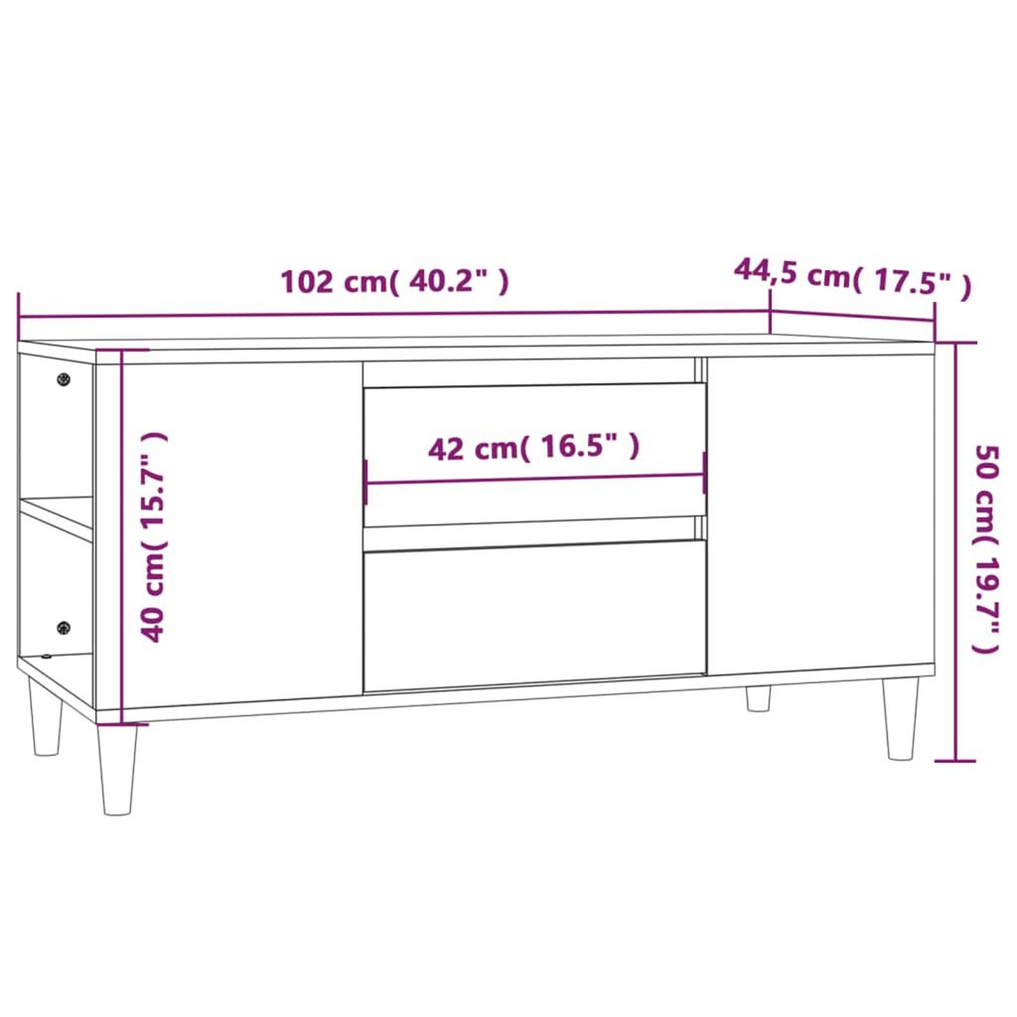 Voir la diapositive 6 : VIDAXL Meuble TV Noir 102x44,5x50 cm Bois d'ingenierie