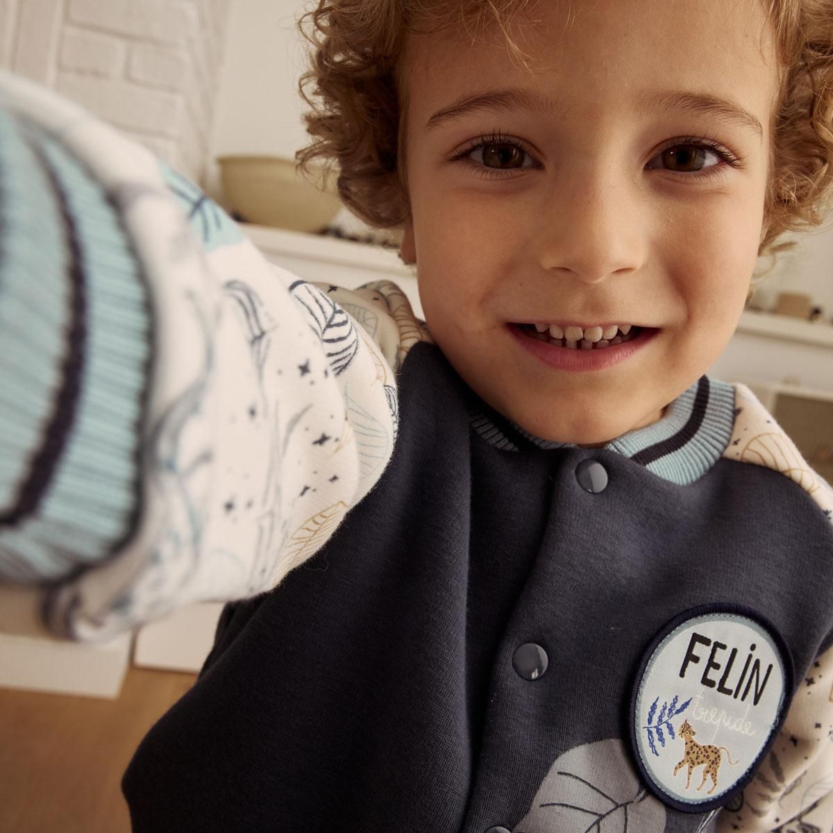 Petit Béguin Veste teddy bébé en molleton ultra chaud Félintrépide