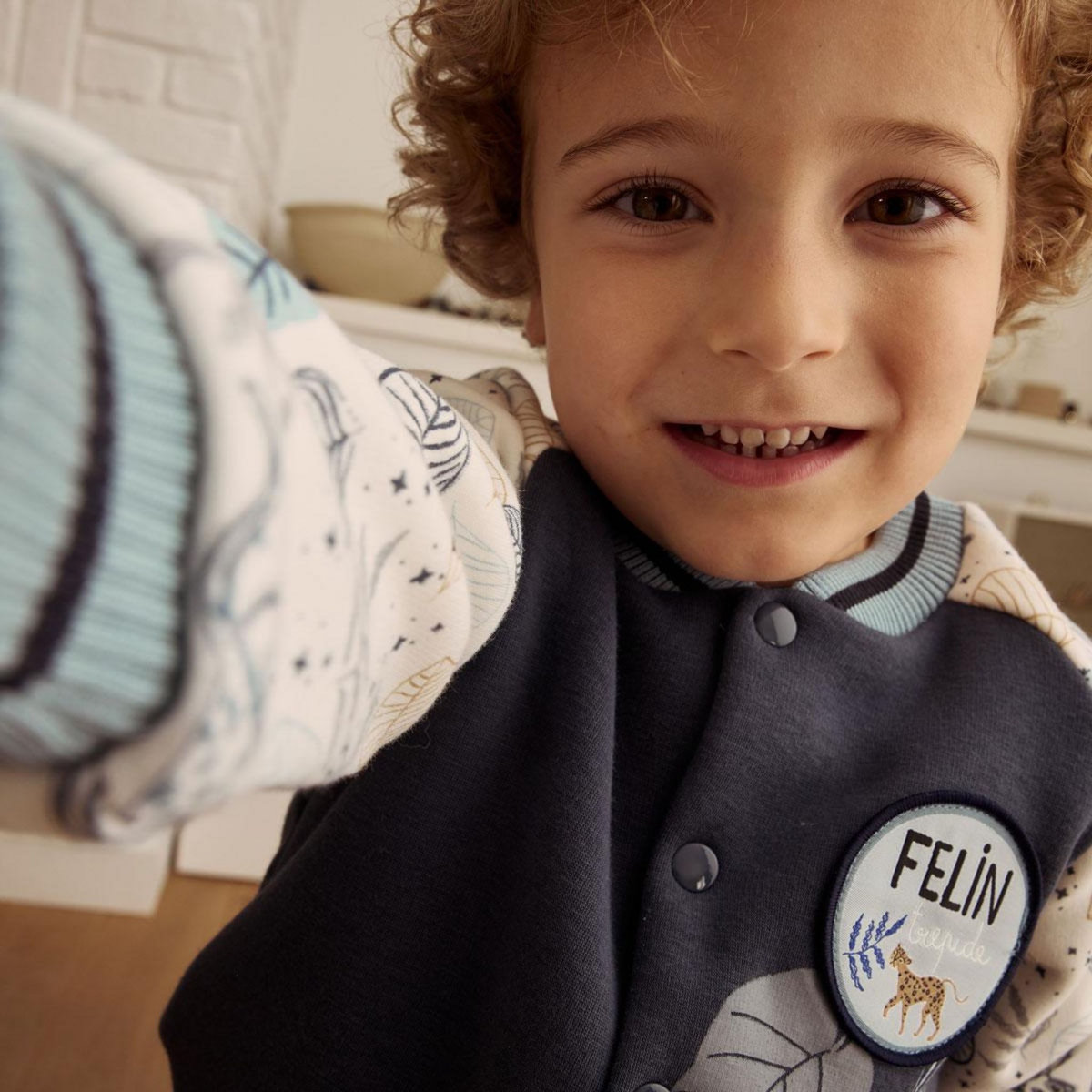 Petit Béguin Veste teddy bébé en molleton ultra chaud Félintrépide