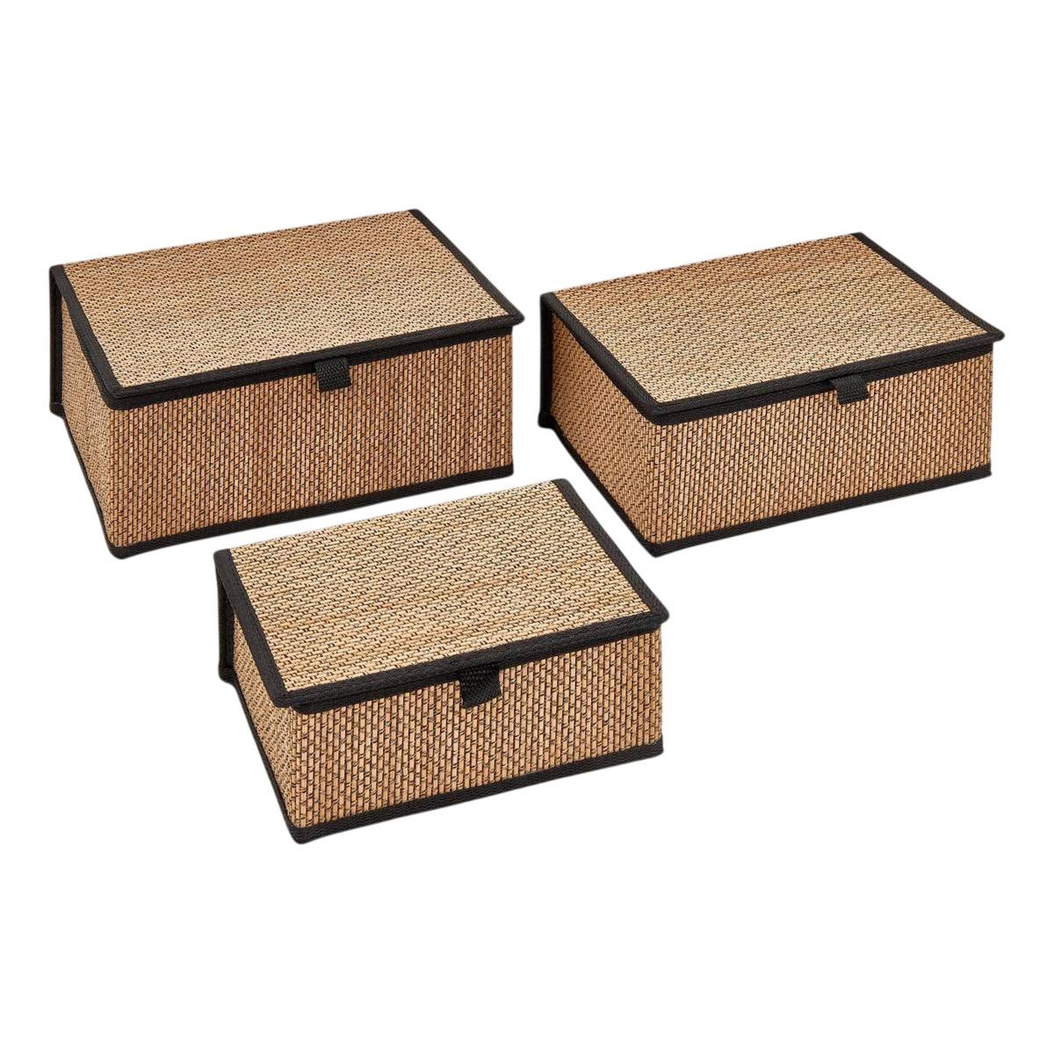 FIVE Lot de 3 boîtes en bambou  stemy  32cm noir